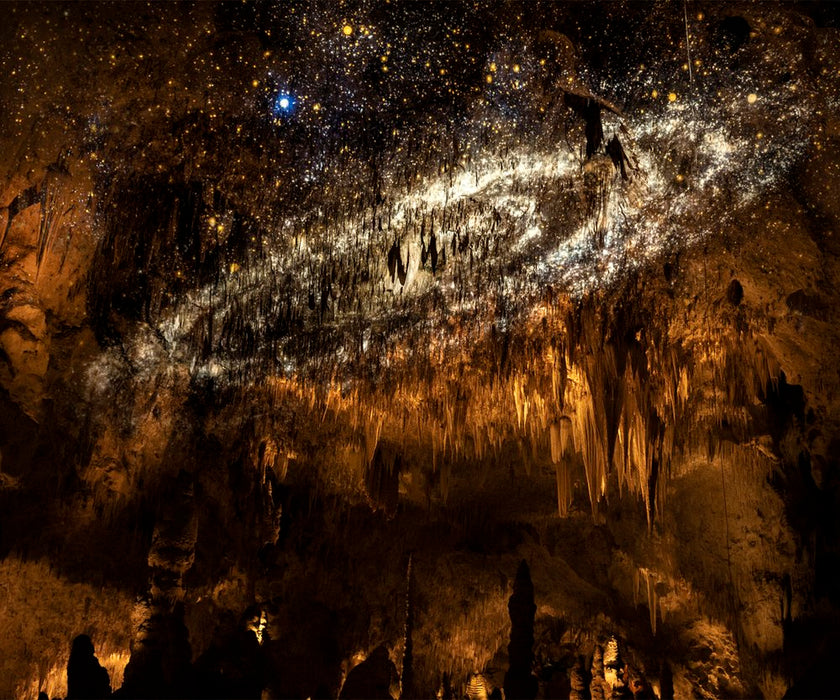 Andromeda Galaxy and Big Room of Carlsbad Cavern