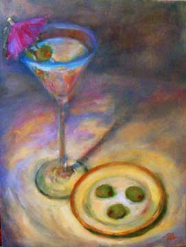 Martini with Little Umbrella and Olives | Peabody Gallery