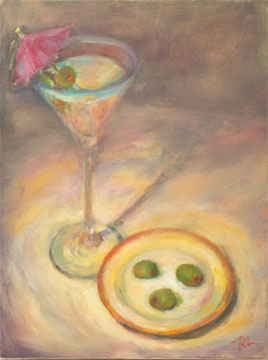 Martini with extra olives and umbrella | Peabody Gallery