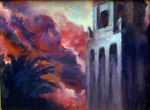 Crimson Sunrise over Hoover Tower - Peabody Gallery
